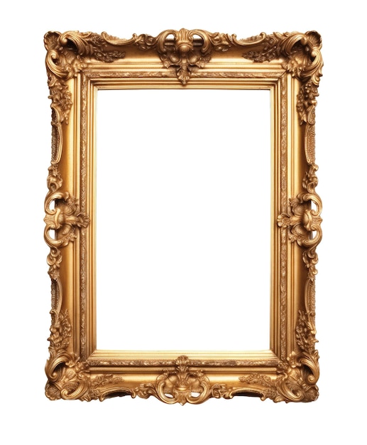 Zdjęcie zdobny gold picture frame pojedynczo na bia?ym tle generative ai