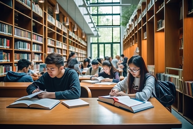 Zdobywanie radości ze wspólnego uczenia się Studenci uniwersyteccy przyjmują edukację w bibliotece