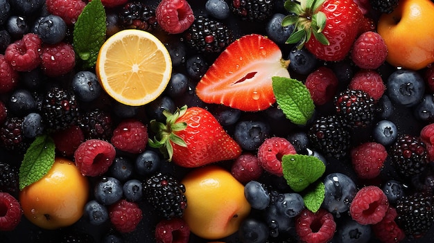zdrowa żywność z kolorowymi świeżymi owocami
