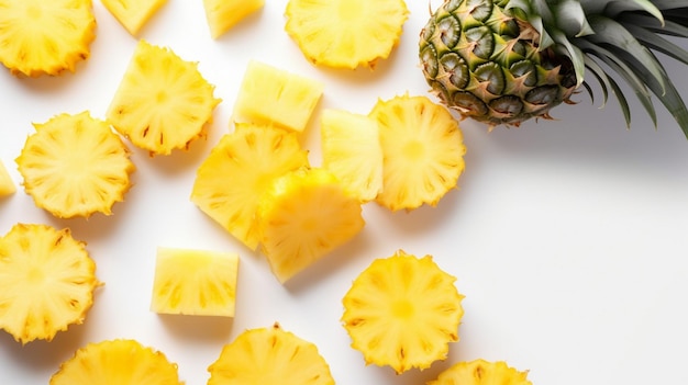 Zdrowe kawałki ananasa izolowane