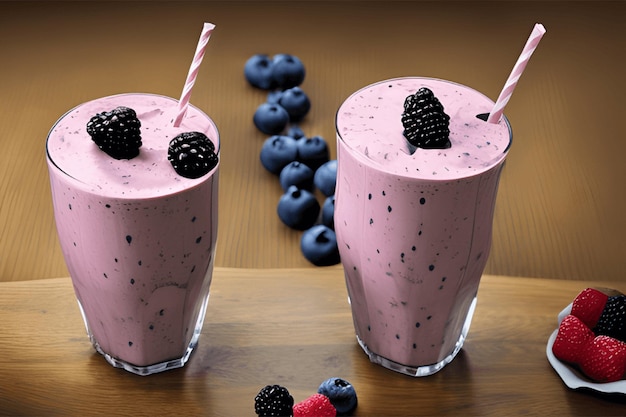 Zdjęcie zdrowe owoce sok z kawałkami owoców czysta zdrowa dieta generatywna sztuczna inteligencja