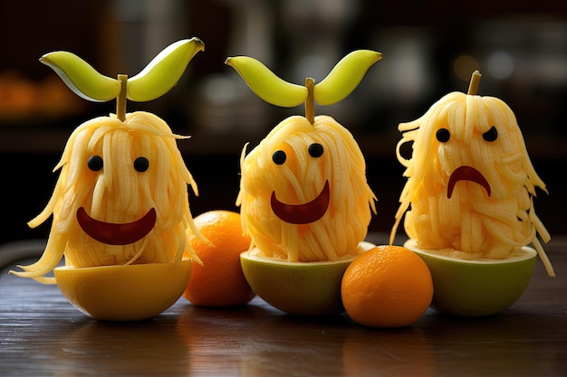 Zdrowe przysmaki na Halloween z klementynek bananowych i jabłek