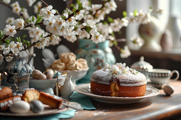 Zdrowe rozkosze Wielkanocne owoce i ciasta na stole