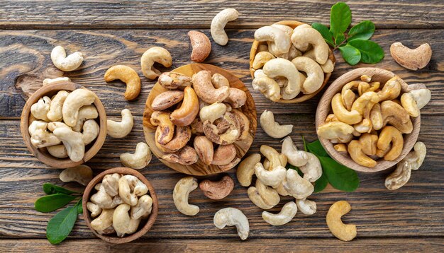 Zdjęcie zdrowe surowe orzechy cashew wygenerowane przez sztuczną inteligencję