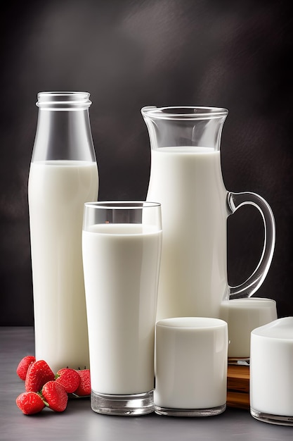 Zdrowe, świeże mleko krowie wlewane do szklanki