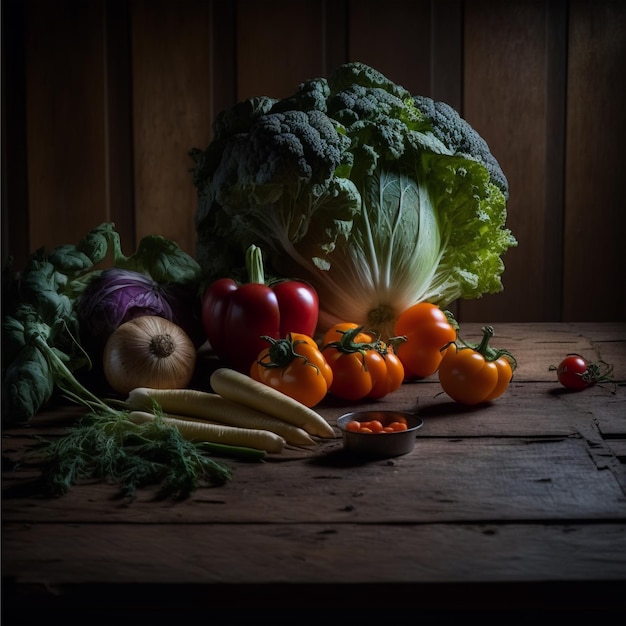 zdrowe warzywa na drewnianym stole