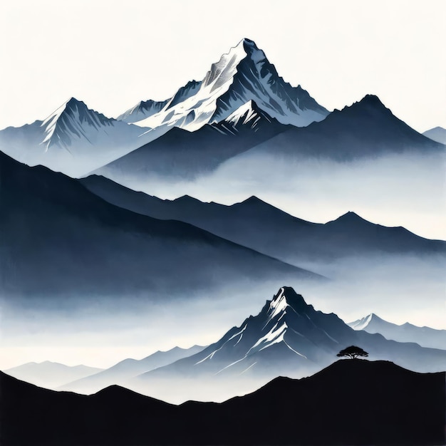 Zdumiewające czarno-białe rysunki majestatycznych łańcuchów górskich publikacje na temat przyrody strony internetowe podróże