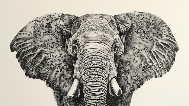Zdumiewające zbliżenie twarzy słonia Złożone szczegóły skóry i futra słonia są uchwycone w zdumiewających szczegółach