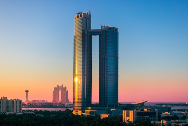 Zea Zjednoczone Emiraty Arabskie Panorama Centrum Abu Dhabi I Panoramę Centrum Finansowego