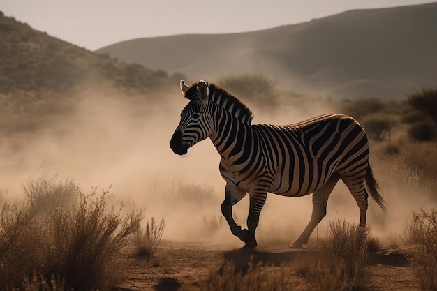 Zebra Biegnąca Przez Kurz