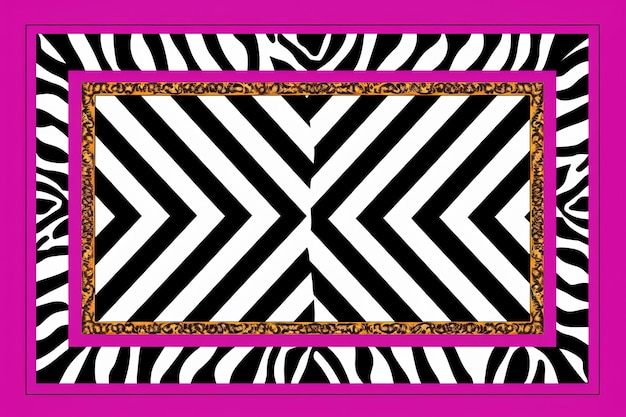 Zdjęcie zebra na tle z różowymi i czarnymi pasami