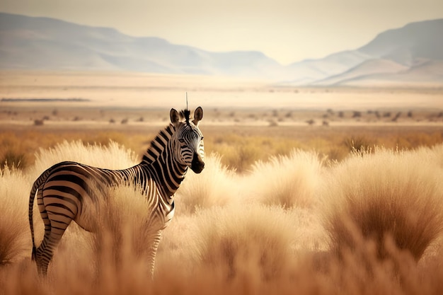 Zdjęcie zebra równinna equus quagga equus burchellii zebra pospolita wygenerowana sztuczna inteligencja sieci neuronowej