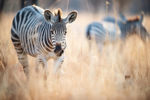 Zebra spokojnie pasie się z dala od stada