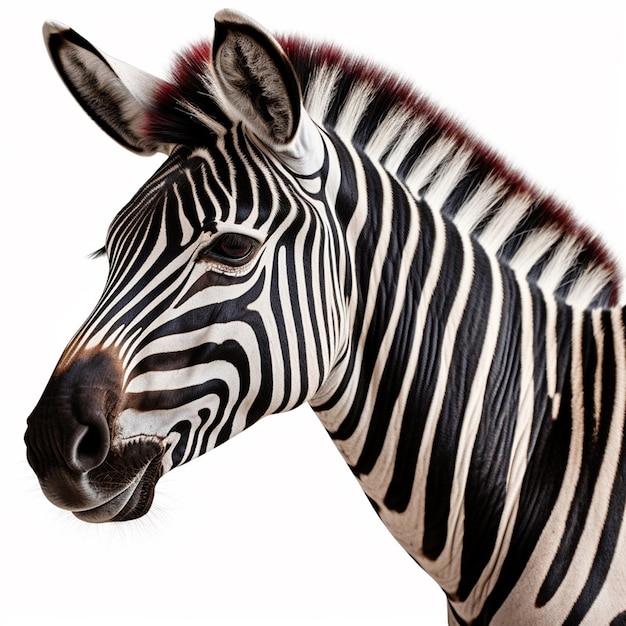 Zebra w czarno-białe paski i czarny nos.