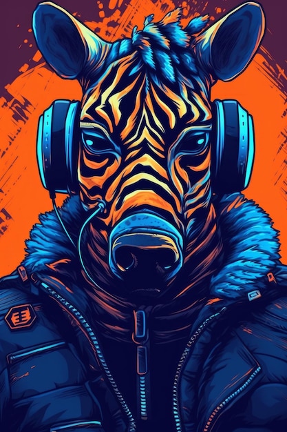 Zebra w ilustracji słuchawek