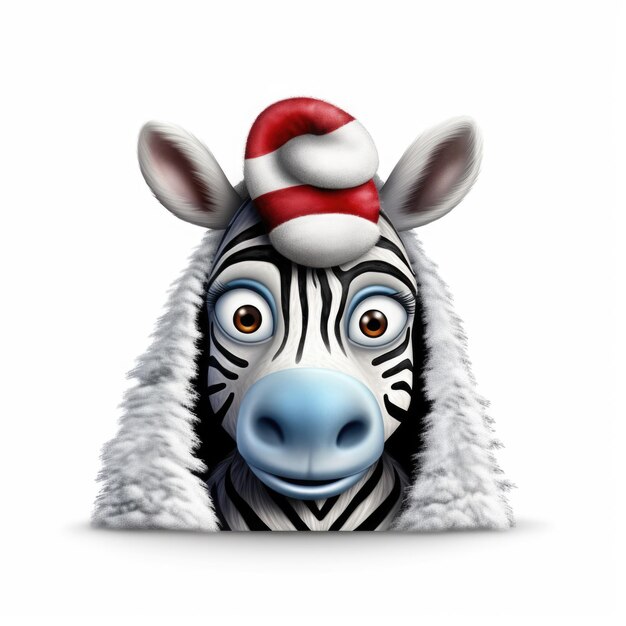 Zebra w kapeluszu Świętego Mikołaja