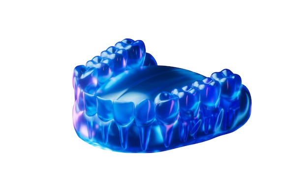 Zęby jamy ustnej z ciemnym neonowym efektem światła 3D
