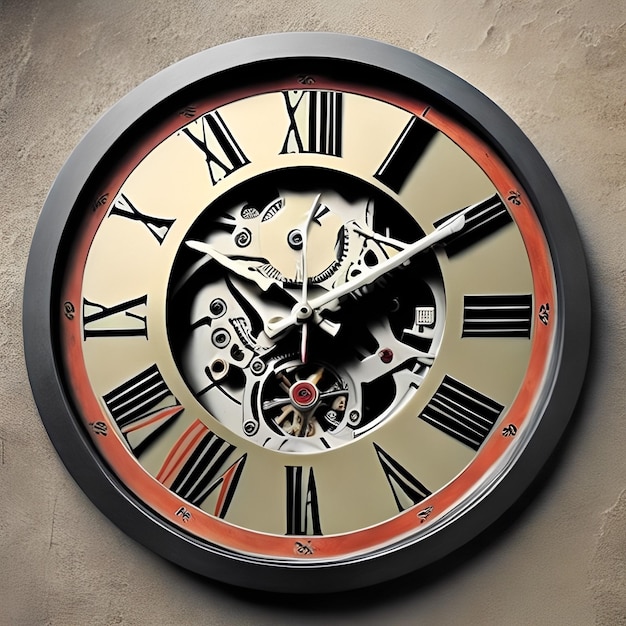 Zegar z cyframi rzymskimi i wskazówkami pokazujący czas jako 12 30