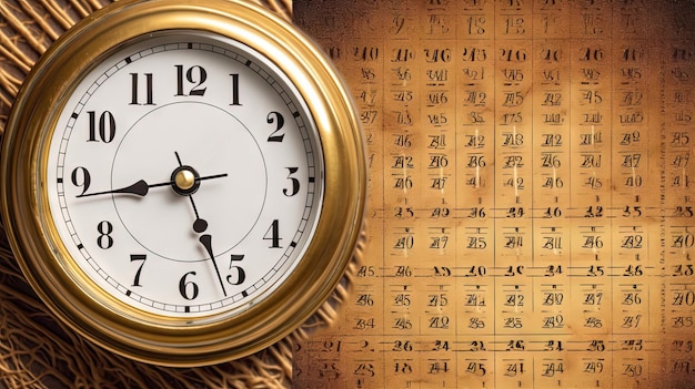 Zegarek kieszonkowy na tle kalendarza Czas to pieniądz Generacyjna sztuczna inteligencja