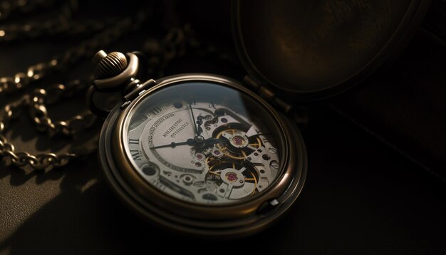 Zegarek kieszonkowy z tarczą zegara z napisem „jest godzina 10:30”.