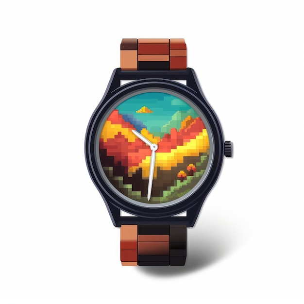 Zegarek Pixel Art w żywych kolorach autorstwa Pixelplantmaster