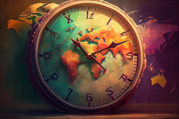 Zegary na ścianie pokazujące czas na całym świecie Generative Ai