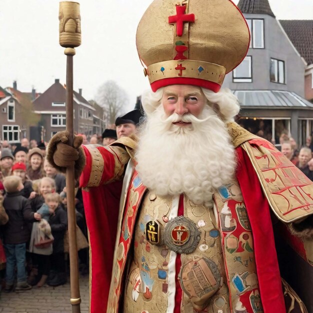 żegnając się ze swoim odchodzącym na emeryturę koniem Amerigo Tłumaczenie Sinterklaas oznacza Świętego Mikołaja