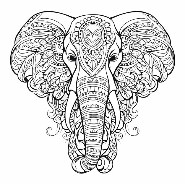 Zdjęcie zen elephant delight mandala książka do kolorowania w monokromie