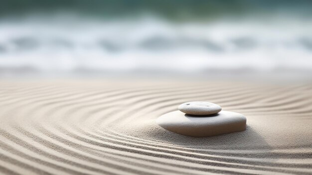 Zen ogród medytacja kamień w piasku i fali tła