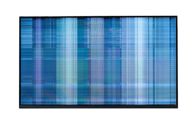 Zdjęcie zepsuty ekran lcd z niebieskimi paskami