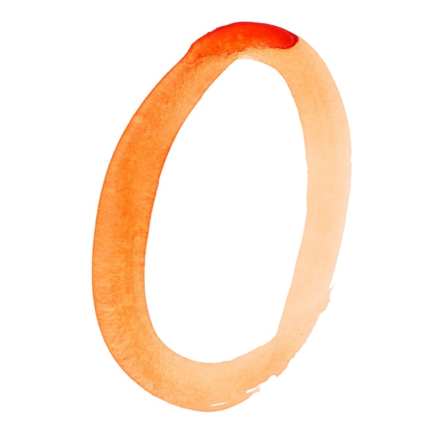 Zero - Ręcznie malowane pomarańczowe cyfry akwarelowe