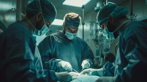 Zespół chirurgiczny w operacji precyzja i skupienie praca zespołowa ratująca życie