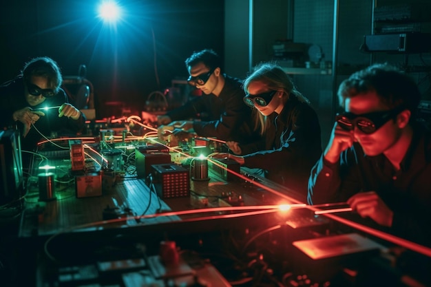 Zespół fizyków prowadzących eksperymenty z laserem