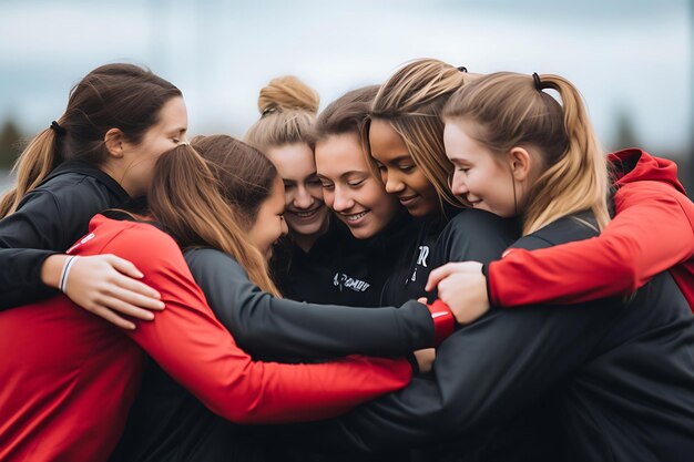 Zdjęcie zespół gromadzący się na wydarzeniu sportowym