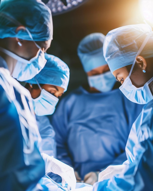Zdjęcie zespół profesjonalnych chirurgów wykonujących operacje w szpitalu lekarze wykonujący operacje