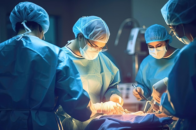 Zespół ratunkowy wykonujący operację chirurgiczną