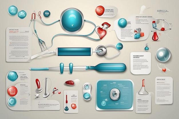 Zdjęcie zestaw 3d błyszczących elementów infograficznych przedmiotów medycznych dla zdrowia