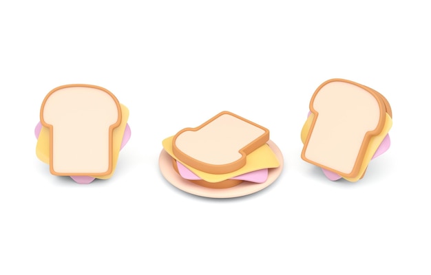 Zestaw 3D Sandwich Ilustracja 3D