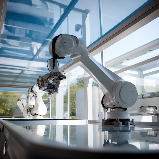 Zestaw automatycznego ramienia robotycznego pracujący w laboratorium.