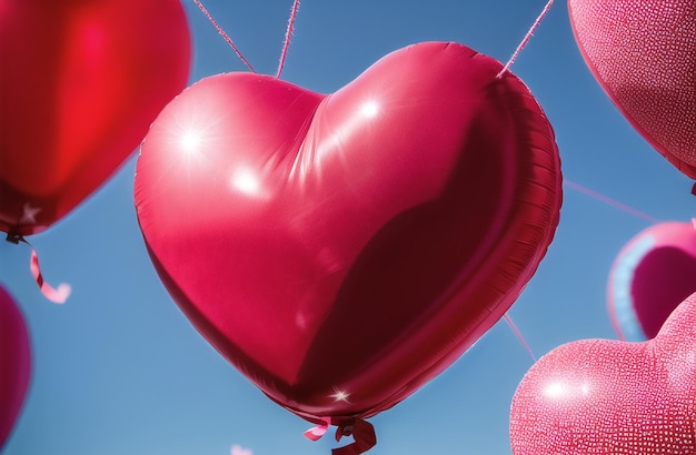 Zestaw balonów foliowych Pęczek balonów w kształcie serca Kolekcja Kompozycje uroczystości na przyjęcie Walentynki dekoracja Generacyjna sztuczna inteligencja