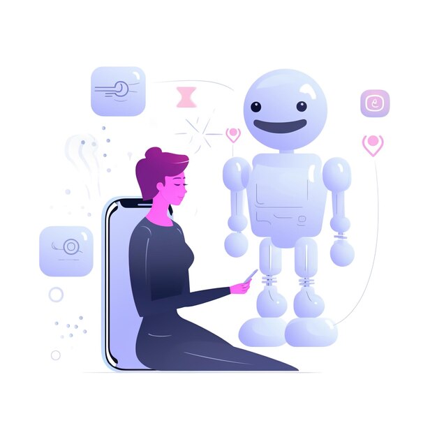 Zdjęcie zestaw botów czatowych wykorzystujący i rozmawiający bot chatowy ze sztuczną inteligencją opracowany przez firmę technologiczną cyfrowy bot chatowy aplikacja robota asystent rozmowy ilustracja koncepcja