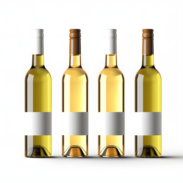 Zestaw butelki białego wina Bordeaux izolowanego na przezroczystym tle