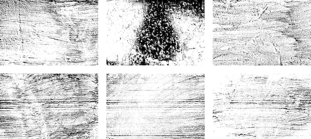 Zestaw czarno-białych grunge'ów z nadłożoną teksturą Distress