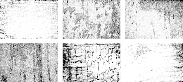 Zestaw czarno-białych grunge'ów z nadłożoną teksturą Distress