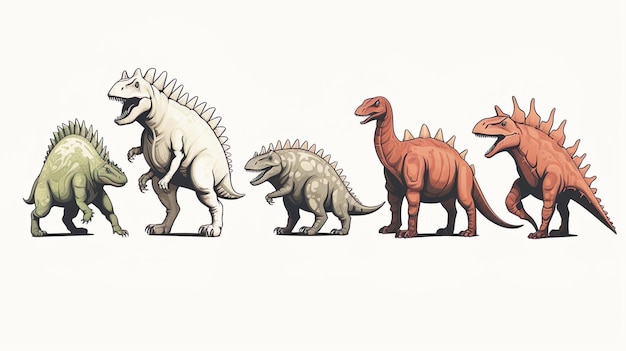 Zdjęcie zestaw dinozaurów stegosaurus dimetrodon velociraptor