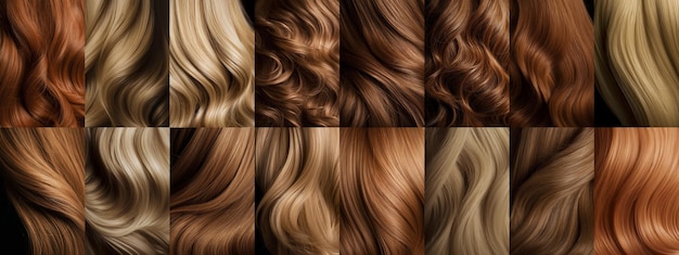 Zestaw do włosów kobieta kolor farbowanie pielęgnacja włosów stylizacja i fryzura blond i czerwony kolor tekstury