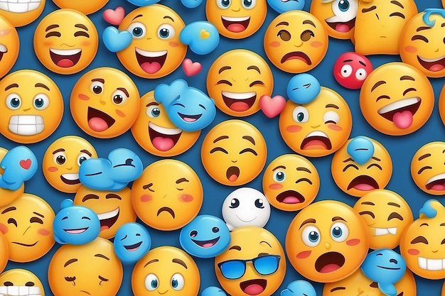 Zestaw emoji z smutnym i szczęśliwym nastrojem