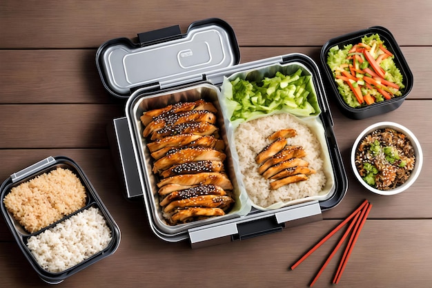 Zestaw Generatywnych Zestawów Chicken Teriyaki Lunch Box Autorstwa Ai