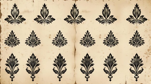 Zdjęcie zestaw heraldycznych wzorów kwitnących dla twojego vintage projektu warstw w nowoczesnym formacie