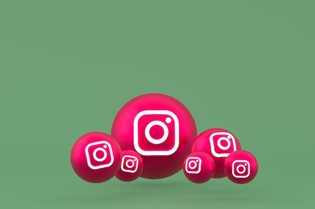 Zestaw ikon Instagram renderowania na zielonym tle